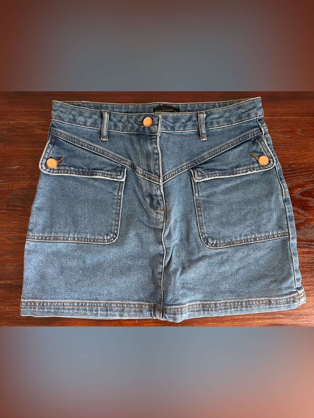 House Of Harlow 1960 Denim Mini Skirt Size 6 Pockets Grunge Western Jean NWT